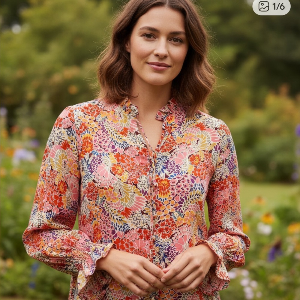 🌼 Elegant Floral Women's Blouse - Multicoloured S